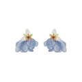 Elegant Spring Fabric Flower Petal Studs With Crystal Acrylic Bees Vacation Forest Style Earrings view 5