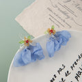 Elegant Spring Fabric Flower Petal Studs With Crystal Acrylic Bees Vacation Forest Style Earrings view 4