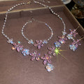 Light Luxury Copper Zircon Flower Pendant Necklace Bracelet Earrings Jewelry Set view 4