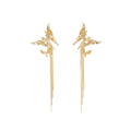 Elegant New Chinese Gold Alloy Double Butterfly Long Tassel Statement Drop Earrings view 5