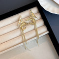 Elegant New Chinese Gold Alloy Double Butterfly Long Tassel Statement Drop Earrings view 3