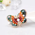 Red Gold Tone Butterfly Crystal Enamel Metal Brooch Pin view 4