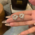 Light Luxury Floral Faux Pearl Zircon Stud Earrings With Silver Pins Elegant White Fashion Jewelry view 4