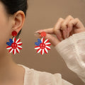 Patriotic American Flag Star Flower LOVE Acrylic Enamel Stud Drop Earrings For Independence Day Earrings view 2