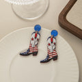 Patriotic American Flag Star Flower LOVE Acrylic Enamel Stud Drop Earrings For Independence Day Earrings view 3