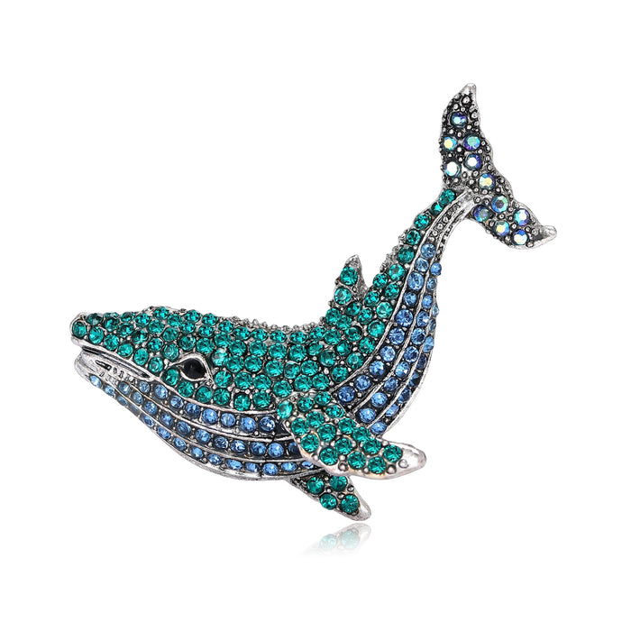 Rhinestone Alloy Whale Brooch For Suit And Shirt Decoration