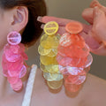 Colorful Shell Tassel Drop Earrings For Women Beach Vacation Geometric Round Design view 2
