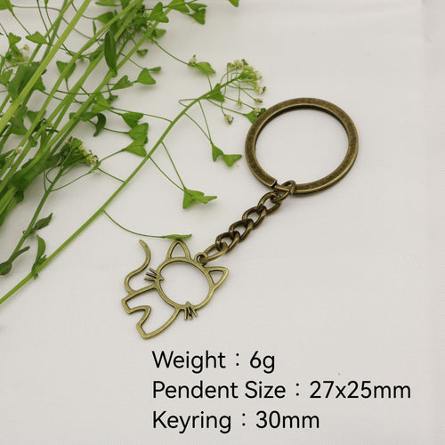 Metal Hollow Cat Keychain Bag Charm