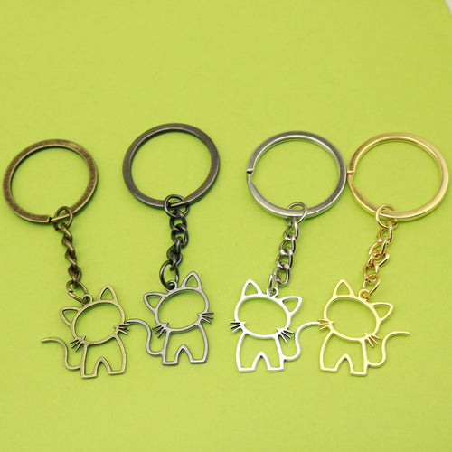 Metal Hollow Cat Keychain Bag Charm