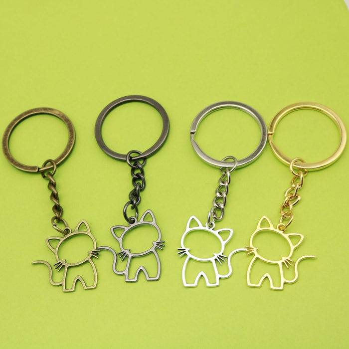 Metal Hollow Cat Keychain Bag Charm