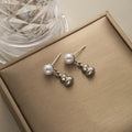 Vintage New Chinese Pearl Stud Drop Earrings With Silver Alloy Gourd Charm Elegant Daily Fashion Earrings view 4