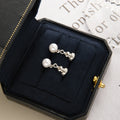 Vintage New Chinese Pearl Stud Drop Earrings With Silver Alloy Gourd Charm Elegant Daily Fashion Earrings view 2