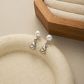 Vintage New Chinese Pearl Stud Drop Earrings With Silver Alloy Gourd Charm Elegant Daily Fashion Earrings view 3