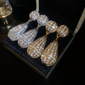 Chic Alloy Rhinestone Striped Oval Teardrop Stud Earrings, Vintage Statement Style view 2