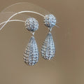 Chic Alloy Rhinestone Striped Oval Teardrop Stud Earrings, Vintage Statement Style view 4