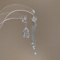 Alloy Asymmetric Bird Pearl Tassel Drop Earrings With Silver Posts Light Luxury Vintage Style view 4