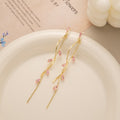 French Light Luxury Long Leaf Tassel Drop Earrings For Women, Elegant Summer Fashion Jewelry view 4