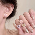 Acrylic Resin Flower Stud Earrings Jewelry Set For Women Elegant Sweet Petite Floral Jewelry view 3