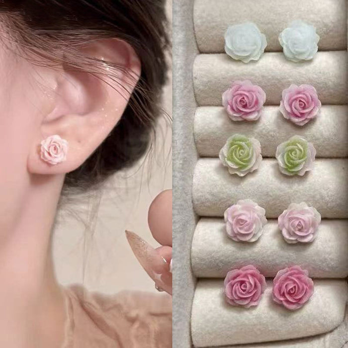 Acrylic Resin Flower Stud Earrings Jewelry Set For Women Elegant Sweet Petite Floral Jewelry