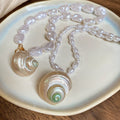 Irregular Shell Conch Faux Pearl Beaded Necklace Elegant Geometric Collarbone Choker For Women view 2