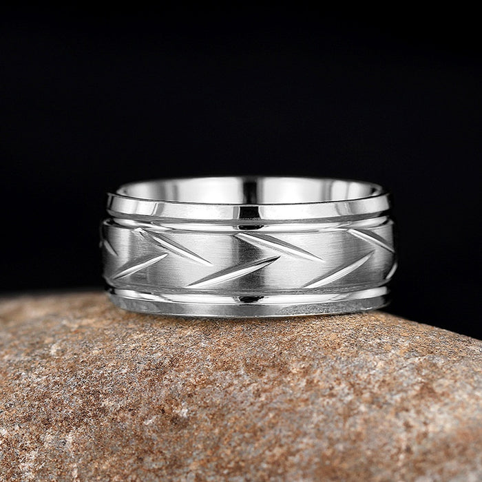 Minimal Textured Ring, Cool Style Versatile Simple Finger Ring For Daily Wear Fashion Jewelry