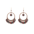 Bohemian Vintage Copper Alloy Hoop Dangle With Beaded Ethnic Disc Tassels For Women Statement Earrings view 5