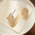 Vintage Luxury Hammered Gold Tone Alloy Irregular Heart Statement Studs For Women Elegant Earrings view 2