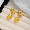 Luxury Gold Alloy Flower Tassel Drop With Pearl And Rhinestone Accents Women's Statement Earrings view 2