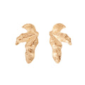 Luxury Irregular Wrinkled Leaf Shape Gold Alloy Statement Stud Earrings For Women Fashion Party Earrings view 5