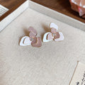 Pink Floral Faux Pearl Stud Earrings With Silver Posts Sweet Light Luxury Jewelry view 4