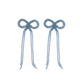 Chic Copper Bowknot Rhinestone Tassel Drop Earrings With Silver Posts view 5