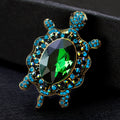 Blue Gold Tone Turtle Crystal Two Designs Metal Brooch Pin view 4
