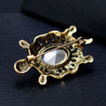 Blue Gold Tone Turtle Crystal Two Designs Metal Brooch Pin view 5
