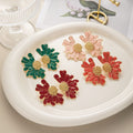 French Vintage Luxury Layered Daisy Flower White Enamel Gold Alloy Rhinestone Stud Drop Earrings view 2
