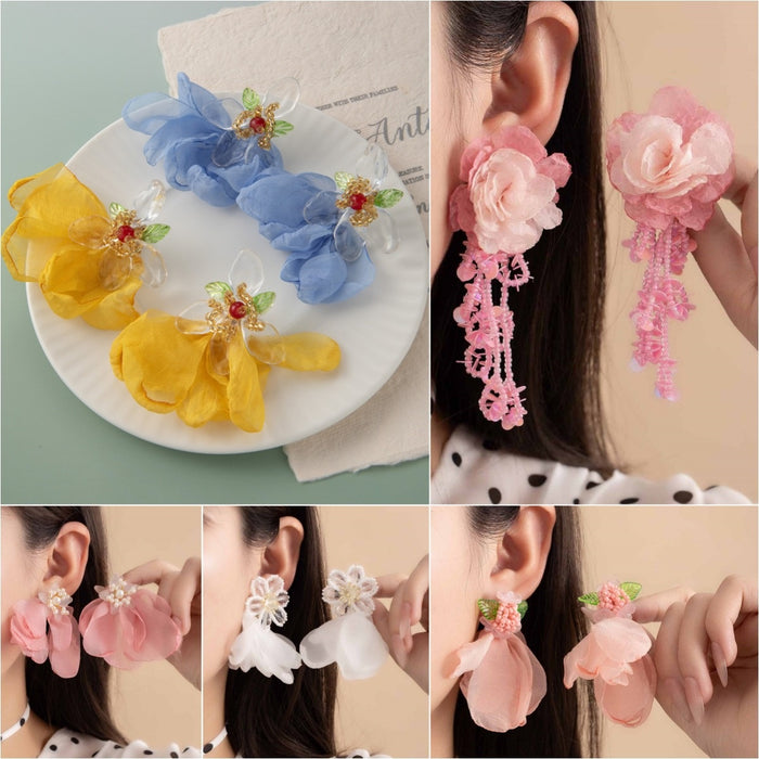 Fairy Forest Style Flower Tassel Stud Earrings, Fresh Niche Elegant Atmosphere Ear Jewelry For