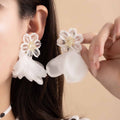Fairy Forest Style Flower Tassel Stud Earrings, Fresh Niche Elegant Atmosphere Ear Jewelry For view 3