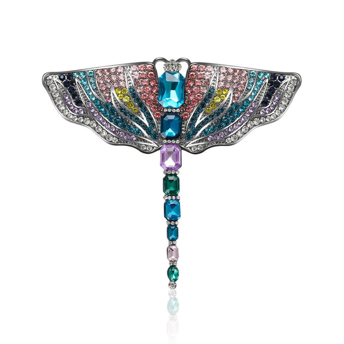 Alloy Rhinestone Dragonfly Brooch For Women's Sweater And Coat Decoration