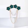 Alloy Pearl Chain Four Flower Brooch Pin For Womens Coats view 3
