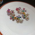 18K Gold Plated Copper Floral Clip-on Earrings Light Luxury Fashion Flower Ear Jewelry view 4