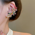 18K Gold Plated Copper Floral Clip-on Earrings Light Luxury Fashion Flower Ear Jewelry view 3