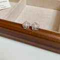 Copper Silver Pin Hollow Flower Stud Earrings Korean Chic Elegant Niche Design view 2