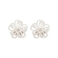 Copper Silver Pin Hollow Flower Stud Earrings Korean Chic Elegant Niche Design view 5
