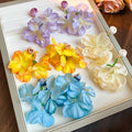 Silver Post Fabric Flower Tassel Drop Earrings Beach Vacation Sweet Floral Style view 2