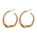Alloy Irregular Twisted Round Hoop Earrings With Silver Pins European Minimalist Luxury Style view 5