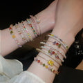 Copper Zircon Flower Grid Geometric Open Bangle Light Luxury Vintage Women's Jewelry view 2