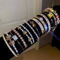 Copper Zircon Flower Grid Geometric Open Bangle Light Luxury Vintage Women's Jewelry view 1