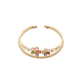 Copper Zircon Flower Grid Geometric Open Bangle Light Luxury Vintage Women's Jewelry view 5