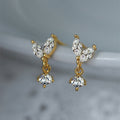 Minimal French Leaf Stud Earrings, Small Delicate Water Drop Bud Earrings, Sweet Niche Jewelry view 2