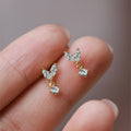 Minimal French Leaf Stud Earrings, Small Delicate Water Drop Bud Earrings, Sweet Niche Jewelry view 5