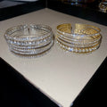 Rhinestone Geometric Multilayer Open Copper Bangle For Women Vintage Light Luxury Style view 1